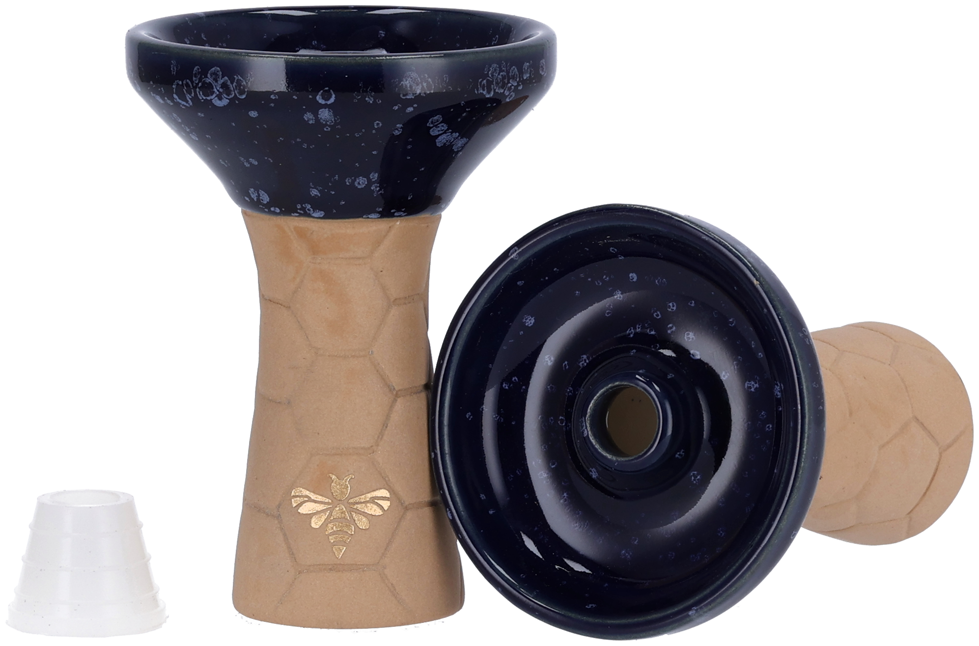 Bee Hookah Phunnel - Light Brown Half Glazed Dark Blue